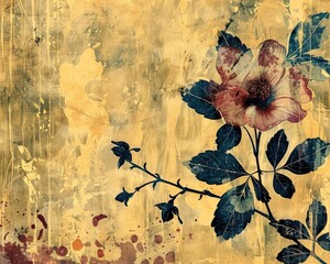 Floral Grunge. Abstract Floral Design with Grunge Elements on Decorative Background