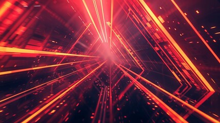 An abstract red neon light arrow speed background, featuring a futuristic glow tech gamer graphic suitable for banners. This design incorporates fast-moving cyber casino elements with yellow LED 