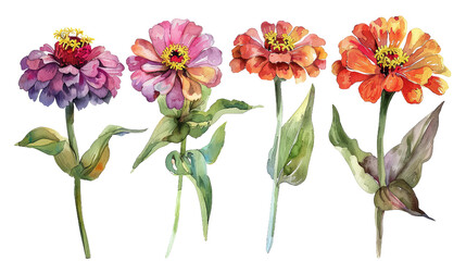 Wall Mural - Vibrant Watercolor Collection of Gaillardia Isolates