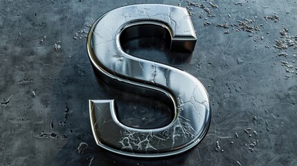 Wall Mural - Close-up shot of letter S on a metal surface, ideal for use in designs or illustrations