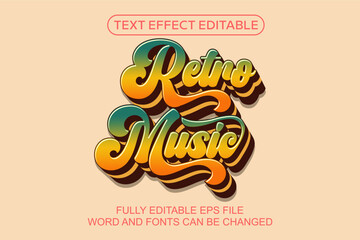 3d text effect retro music vector editable