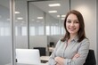 © PNG&Background Image - Successful senior bank manager, smiling and looking at the camera, standing in the office with copy space.