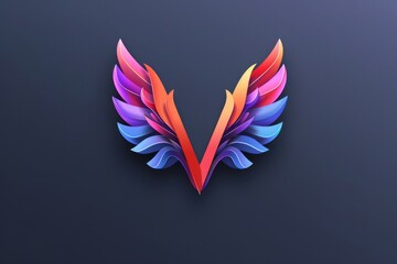 Sticker - A vibrant logo with wing design on a dark background, perfect for use in marketing materials or as a symbol of creativity and inspiration