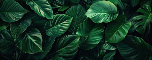 Lush green tropical leaves create a vibrant and fresh natural background, perfect for nature, organic, and eco-themed designs.