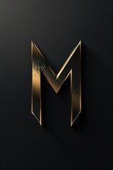 Sticker - A single gold letter 'M' stands out against a black background