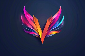 Sticker - A colorful logo featuring a large wing on a dark background, suitable for use in various designs and concepts