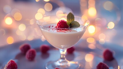 Poster - a dessert with a strawberry on top of it in a glass bowl