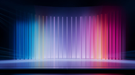 Wall Mural - empty stage with colorful neon light background