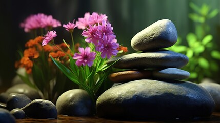 Wall Mural - stones and flower