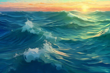 Abstract nature summer or spring ocean sea background. Small waves on water surface. Sunlight. 