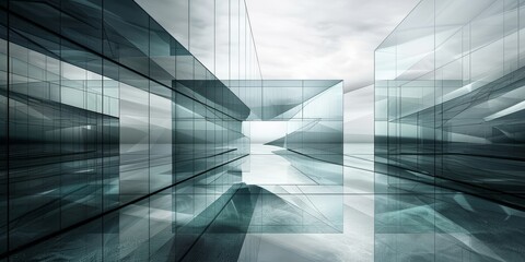 Canvas Print - glass minmalistic architectural forms