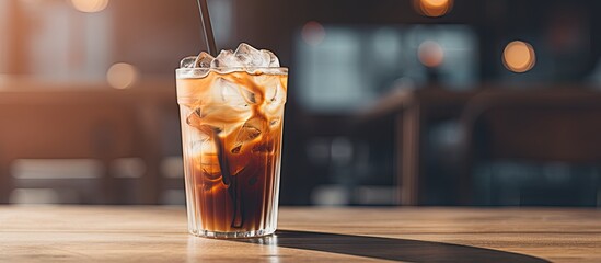 Aufkleber - iced coffee on the table. Creative banner. Copyspace image