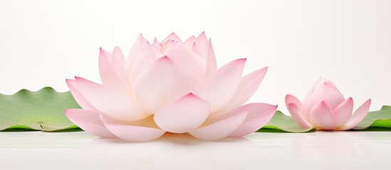 Wall Mural - Lotus flower isolated on white background. Creative banner. Copyspace image
