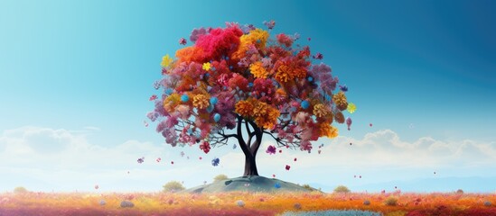 Wall Mural - bright colored flower tree. creative banner. copyspace image