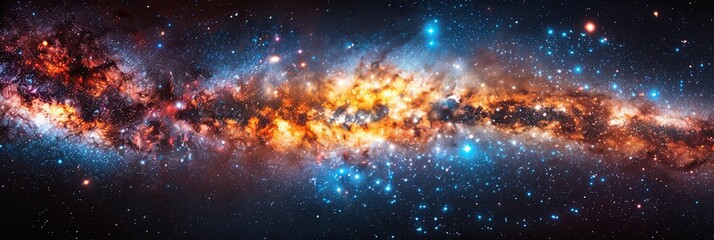 Wall Mural - a long, colorful galaxy with a blue stripe