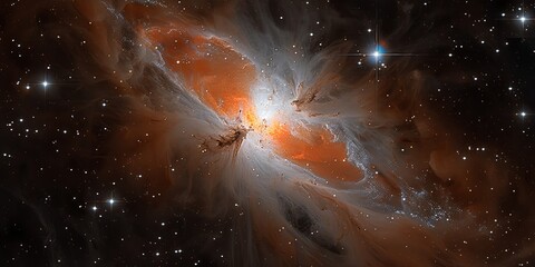 Wall Mural - a bright orange and white star is surrounded by a cloud of dust