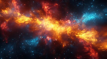 Wall Mural - A colorful galaxy with a bright yellow line in the middle