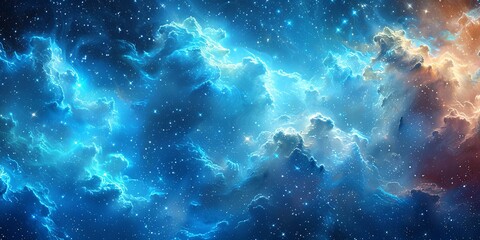Wall Mural - A blue sky with clouds and stars