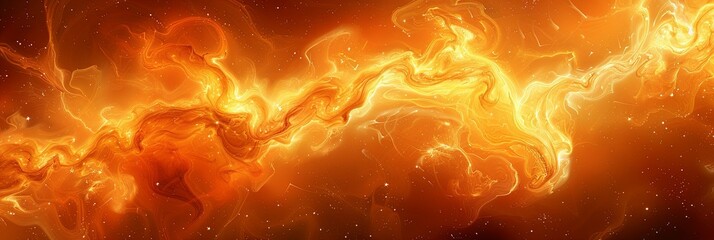 Wall Mural - A long orange line with stars and a bright yellow background