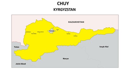  CHUY Map. Major city map of CHUY. Political map of CHUY with country capital.