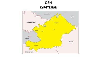 Naklejka na meble OSH Map. Major city map of OSH. Political map of OSH with country capital.