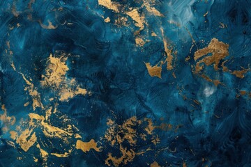 Wall Mural - Elegant abstract marble texture with rich blue hues and striking gold accents