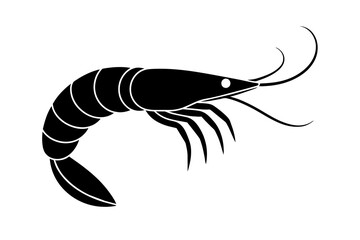 Sticker - shrimp silhouette vector illustration