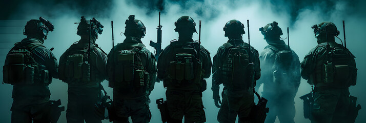 a group of special operation soliders posing from the back