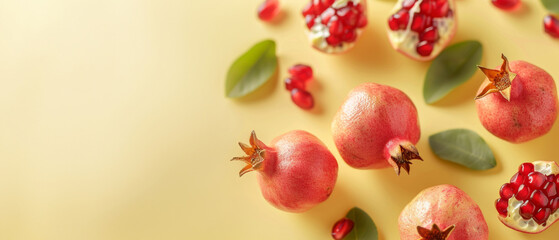 Wall Mural - Ripe fresh red pomegranate fruit