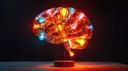 Wall Mural - Brain made from light bulbs