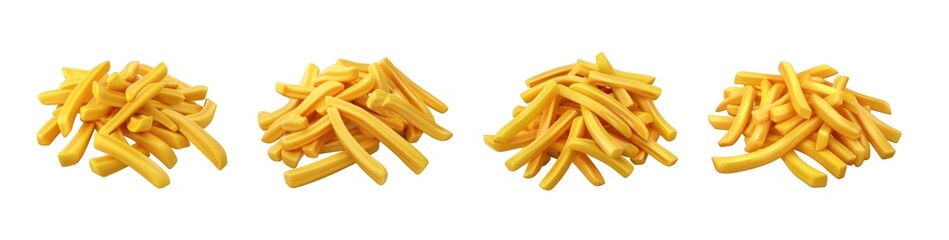 Wall Mural - 3D cartoon stack of french fries model, suitable for food promotion and culinary education isolated on transparent background cutout png
