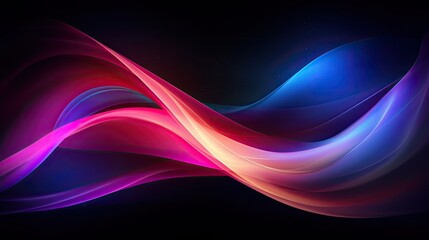 Wall Mural - Abstract blurred colorful gradient waves in dark space