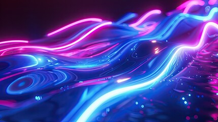 Wall Mural - Futuristic neon wave motion in a liquid flow