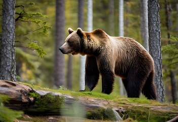 Wall Mural - A close up of a Brown Bear in the wild