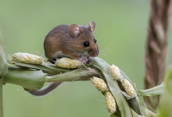 Wall Mural - A close up of a Field Mouse in the wild