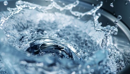 Wall Mural - Closeup of water splashes in washing machine drum, high quality photo on white background