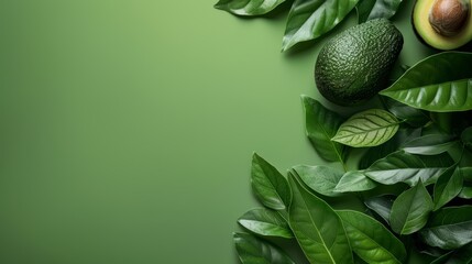 avocado fruit background with empty space. generative ai 