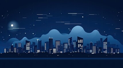 Sticker - modern city buildings at night