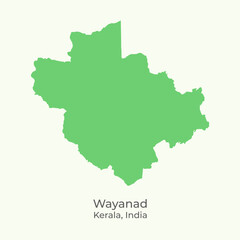  Wayanad district of Kerala State,  India map vector illustration.