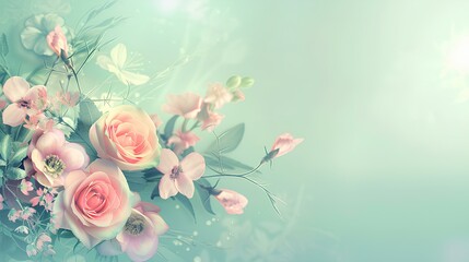 Sticker - spring flowers background