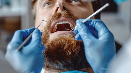 Poster - The dentist examining patient