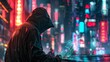 © thekob5123 - A futuristic hacker man in a hood