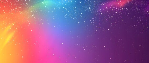 Canvas Print - Vibrant Cosmic Gradient Rainbow with Glittering Celestial Orbs and Starry Backdrop