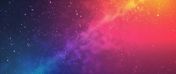 Canvas Print - Vibrant Cosmic Radiance Neon Gradient Rainbow Lights with Celestial Constellations and Copy Space