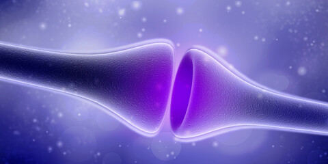Wall Mural - 3d rendering synapse and neuron cells sending electrical chemical signals