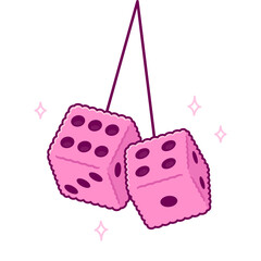 Pink fuzzy dice cartoon drawing