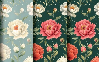 Canvas Print - vector illustration seamlessly pattern with flowers peony backgrounds 