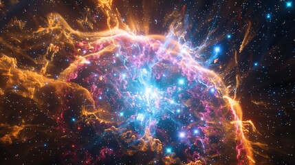 Wall Mural - stunning image of a colorful nebula, showcasing vibrant cosmic gases and interstellar clouds in a me