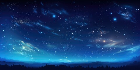 Wall Mural - Aqua blue Heavenly sky. Sky of shooting stars, meteor shower. Space spectacle