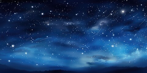 Wall Mural - Aqua blue Heavenly sky. Sky of shooting stars, meteor shower. Space spectacle